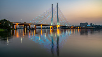 Night view of Hesheng bridge, Huizhou, China