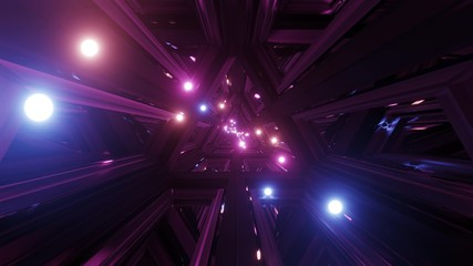 glowing spheres fly throgh tunnel corridor with glass windows 3d illustrations backgrounds wallpaper graphic artwork