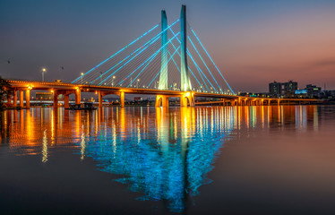 Night view of Hesheng bridge, Huizhou, China