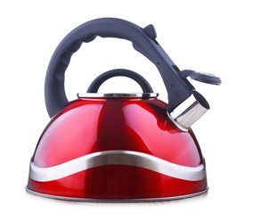 Traditional stainless steel stovetop kettle with whistle