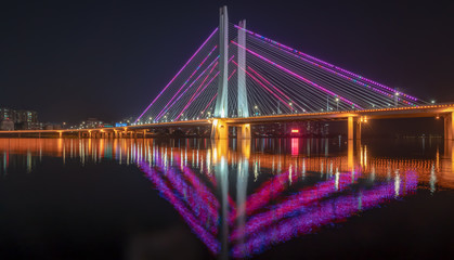 Fototapeta na wymiar Night view of Hesheng bridge, Huizhou, China