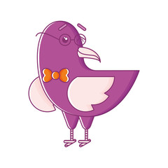 Hipster crow in linear style.