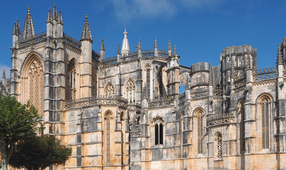 Fototapeta na wymiar Facade of the impressive monastery of Batalha in the Centro region of Portugal