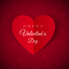 Valentine`s day greeting card or invitation. Holiday banner with red hearts. February 14 day of love and romantic. Vector illustration