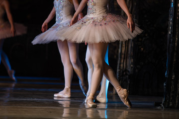 Nutcracker ballet. Closeup of ballerinas dancing
