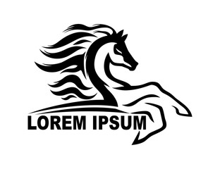 Black horse sign on a white background.