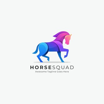 Vector Logo Illustration Abstract Horse Animal Geometric Shape Colorful Style