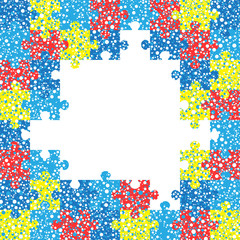 World autism awareness day. Colorful puzzles vector background. Symbol of autism. Medical flat illustration. Health care