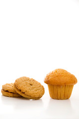 Carrot Muffin with Cookies Isolated on White