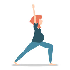 Pregnant woman standing in yoga pose vector isolated