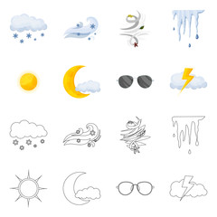 Vector design of weather and climate logo. Set of weather and cloud stock symbol for web.
