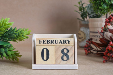 February 8, Vintage natural calendar.