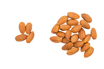 Almond nuts isolated with white background.