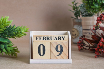 February 9, Vintage natural calendar.
