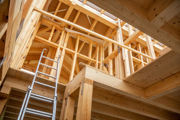 Prefabricated Framework and Roof Construction Set up by Professional Carpenters