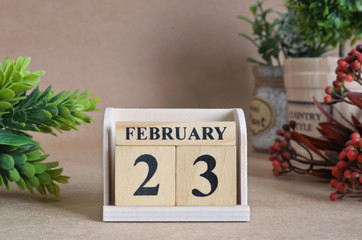 February 23, Vintage natural calendar.