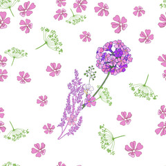 Seamless floral pattern with romantic spring flowers. Endless texture for an elegant floral and seasonal design