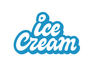 Ice Cream vector inscription. Handdrawn script lettering signboard.