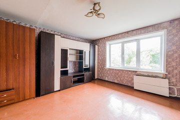 Russia, Moscow- September 07, 2019: interior room apartment modern bright cozy atmosphere. general cleaning, home decoration, preparation of house for sale