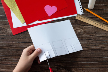 The child makes a birthday card. Step 4. Children's art project crafts for children. Craft for...