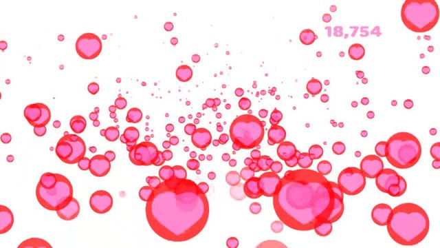 million count text of hearts flying start soft and increase by times isolated background