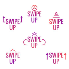 Fototapeta premium Swipe up icon set isolated on background for social media stories, scroll pictogram. Collection of vector buttons swipe up