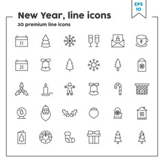 New Year  thin line icon. Vector illustration symbol elements for web design and apps.