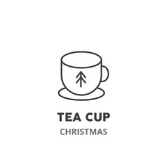 Tea cup  thin line icon. Christmas theme, New Year celebration. Vector illustration symbol element for web design.