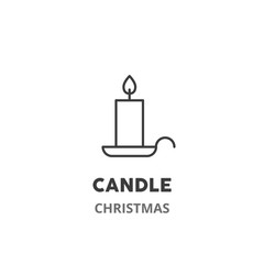 Candle  thin line icon. Christmas theme, New Year celebration. Vector illustration symbol element for web design. .