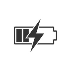 Battery vector icon, charge symbol. Simple, flat design for web or mobile app, accumulator simple icon
