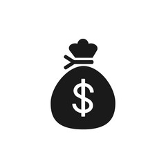 Money bag icon, bag with dollars