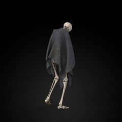 3D Illustration of a Sad skeleton on a black background - 314893614