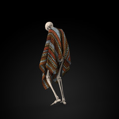 3D Illustration of a Sad skeleton on a black background - 314893646