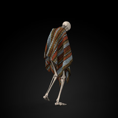 3D Illustration of a Sad skeleton on a black background - 314893665
