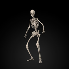 Fototapeta na wymiar 3D Illustration of a Sad skeleton on a black background