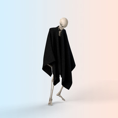 3D Illustration of a Sad skeleton on a color background - 314893892