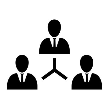 Three people connected in a network - symbol for download. Vector icon