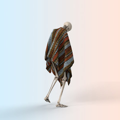 3D Illustration of a Sad skeleton on a color background - 314894042