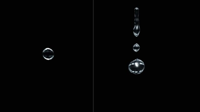 Drop of water, 2 style animation, 3d rendering realistic composition 3d mapping, With Alpha Channel
