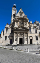 Fototapeta na wymiar Church of Saint-Etienne-du-Mont 1494-1624 in Paris near Pantheon.