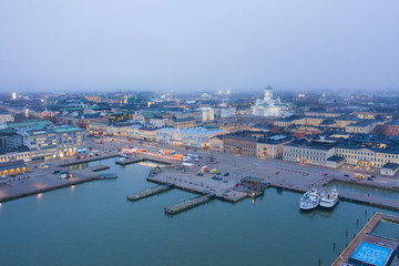 Helsinki. Finland. Bird eye view of the city from the Gulf of Finland