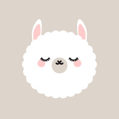 Cute lama with closed eyes