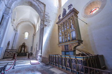 Organs and side altar in cathedral located on the Old Town of Cefalu city on Sicily Island in Italy