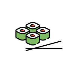 Roll Sushi Icon Logo Template