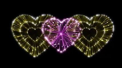 Realistic fireworks in the form of hearts - Powered by Adobe