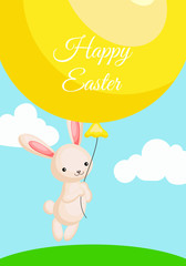 Happy Easter greeting card with сolorful bunny