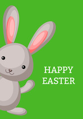 Happy Easter greeting card with сolorful bunny