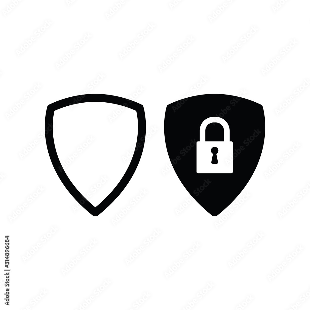 Poster protect icon. secure line style. shield with lock icon sign vector