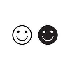 smile icon/ Happy face/ line style icon/ black vector symbol of smile 