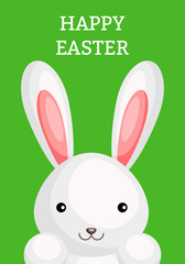 Happy Easter greeting card with сolorful bunny